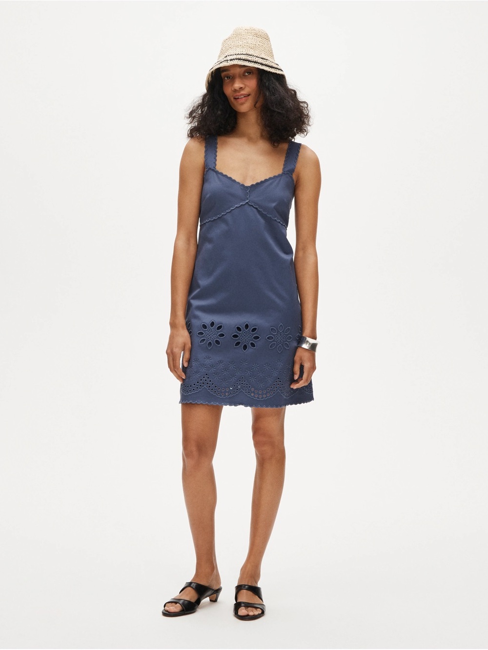 J. Crew Scallop-trim mini dress in washed twill💙